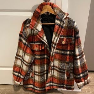 Zara Red Plaid Shacket Jacket